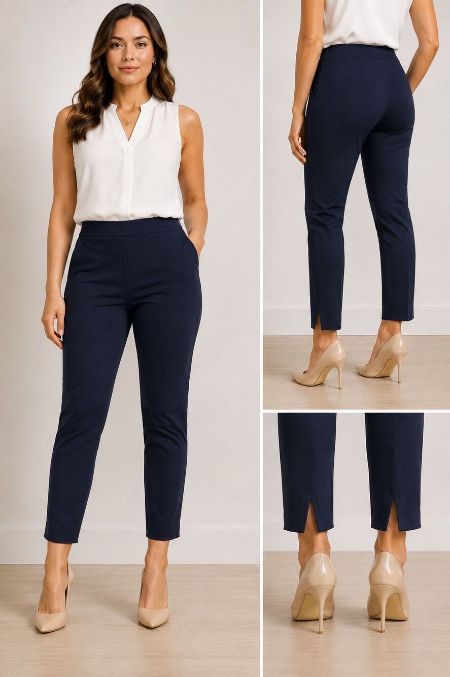 Piazza Sempione Audrey P315 Pants ITALY40/US4 Navy Stretch Cotton Slim Ankle #77